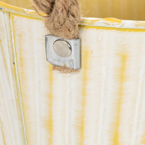 Product Metal pot, spring decoration, planter with handles, yellow, shabby chic, Ø18cm, H17.5cm
