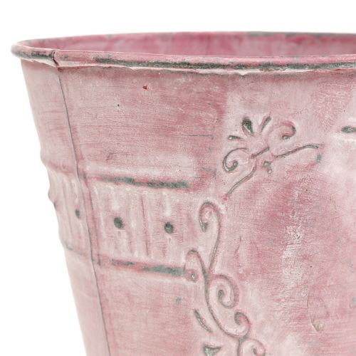 Floristik24 Pot made of metal pink Ø12cm H11cm