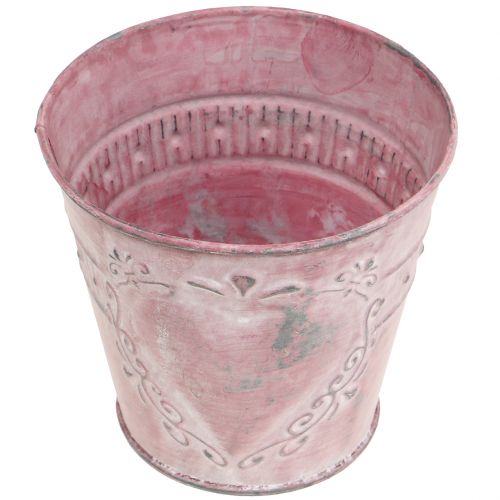 Floristik24 Pot made of metal pink Ø12cm H11cm