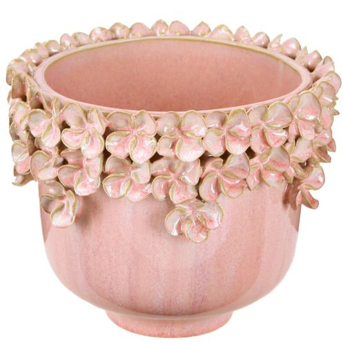 Floristik24 Flowerpot Ceramic Pink – Elegant plant pot with flower decoration Ø16cm