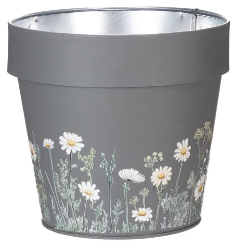Flower pot with delicate wildflower design, practical use on balcony or terrace, 15cm, 3 pieces