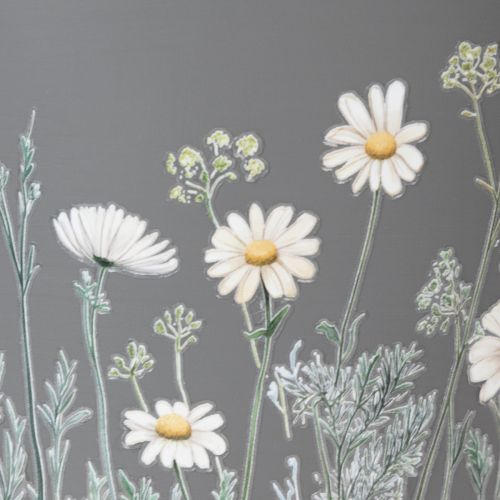 Product Flower pot with delicate wildflower design, practical use on balcony or terrace, 15cm, 3 pieces