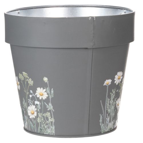 Product Flower pot with delicate wildflower design, practical use on balcony or terrace, 15cm, 3 pieces