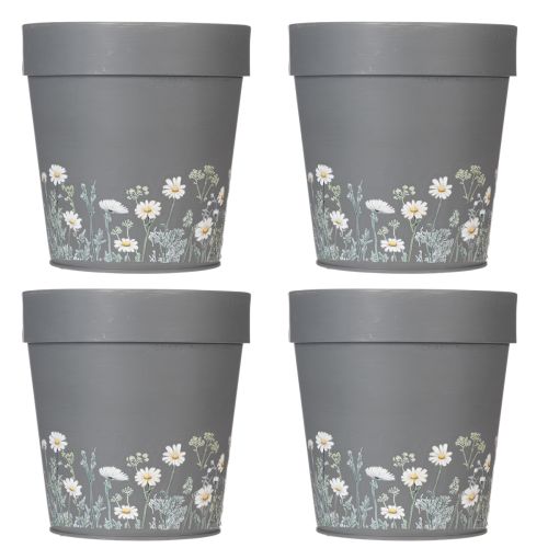 Product Flower pot with floral pattern for modern home and summer balcony decoration, 13cm, 4 pieces