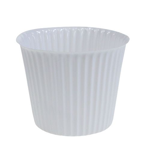 Floristik24 Pot with plastic grooves Ø10cm H8cm White 25pcs