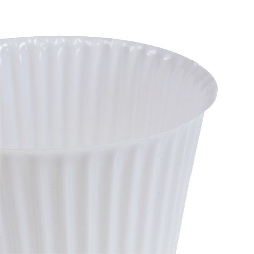 Product Pot with plastic grooves Ø10cm H8cm White 25pcs