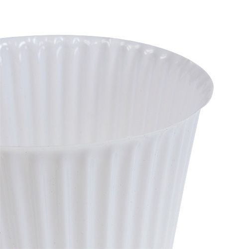 Floristik24 Pot with plastic grooves Ø10cm H8cm White 25pcs