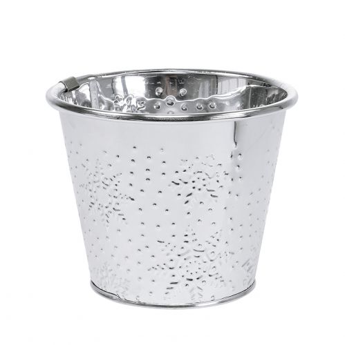 Floristik24 Pot with snowflakes Ø12.5cm H10cm 4pcs