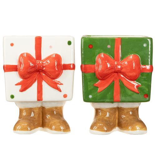 Floristik24 Ceramic planter Christmas gift with feet H11.5cm 2 pcs