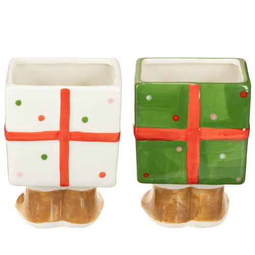 Product Ceramic Christmas decoration planter gift design with cute feet