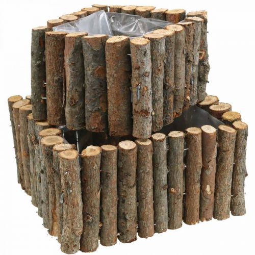 Plant bowl square natural birch branches 14.5/20cm set of 2