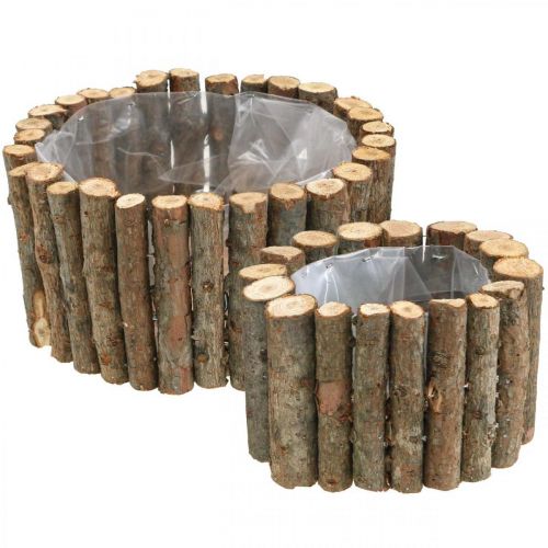 Floristik24 Plant bowl round natural birch branches Ø14/20cm set of 2