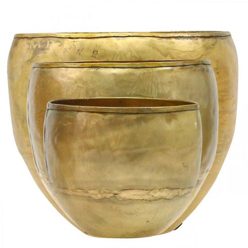 Product Decorative vases brass look metal vases Ø17.5/15/13cm set of 3