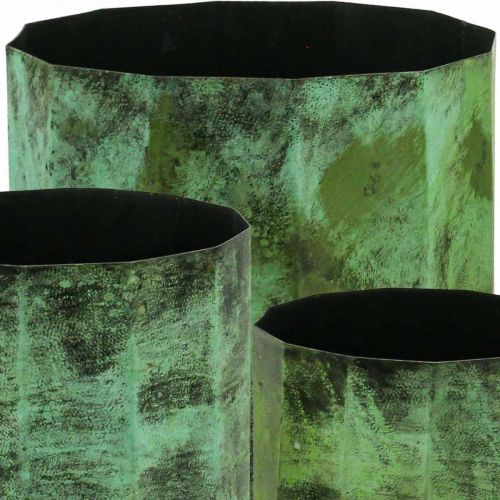 Product Planter green metal flowerpot Ø26cm/20cm/16cm set of 3