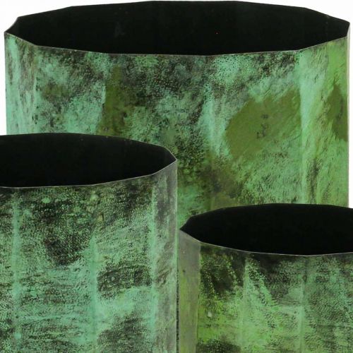 Floristik24 Planter green metal flowerpot Ø26cm/20cm/16cm set of 3