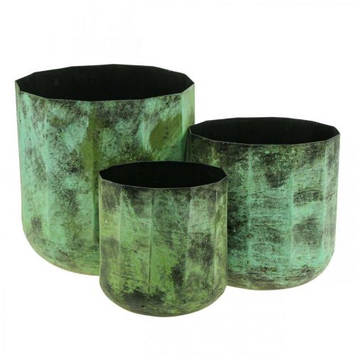 Floristik24 Planter green metal flowerpot Ø26cm/20cm/16cm set of 3