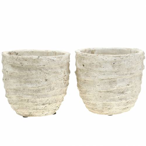 Floristik24 Plant pot white antique Ø12.5cm H11cm 2pcs