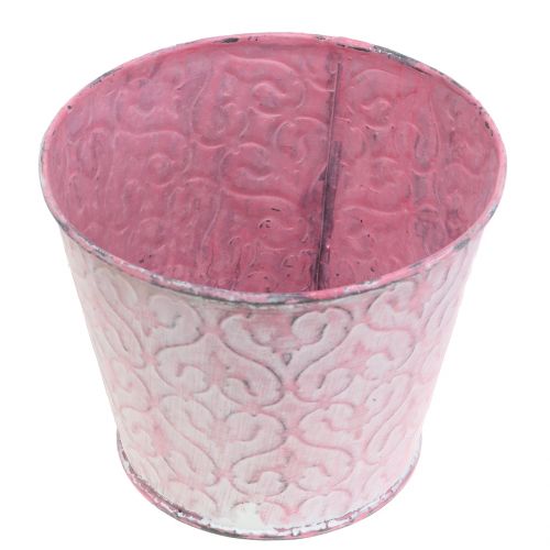 Floristik24 Plantspot galvanized pink, white washed Ø13cm H10,5cm