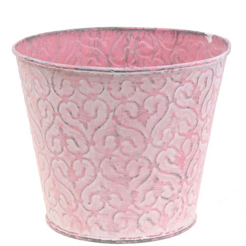 Floristik24 Plantspot galvanized pink, white washed Ø14,5cm H12,5cm