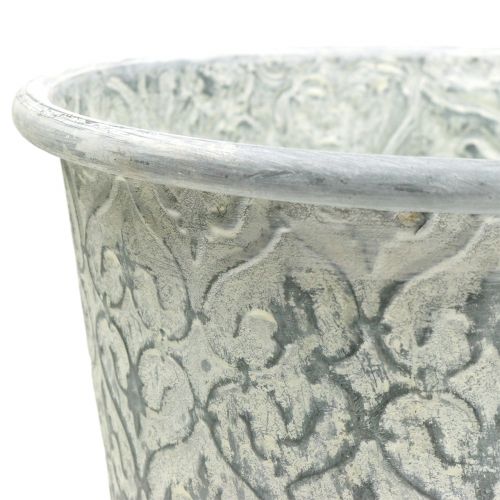 Floristik24 Zinc pot with decor crème washed Ø19cm H20cm