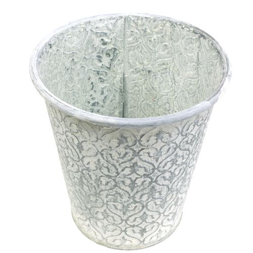 Floristik24 Zinc pot with decor crème washed Ø19cm H20cm