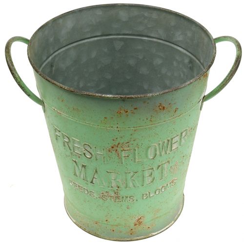 Floristik24 Zinkeimer Antique Green Ø20,5cm H22,5cm