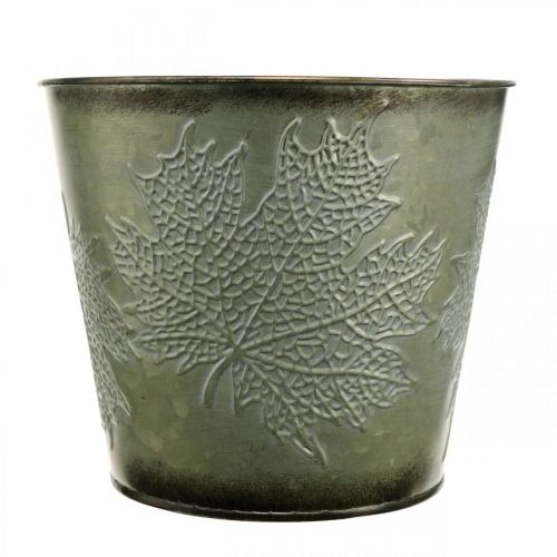 Product Plant pot with autumn decoration, metal decoration, autumn planter green Ø18.5cm H17cm