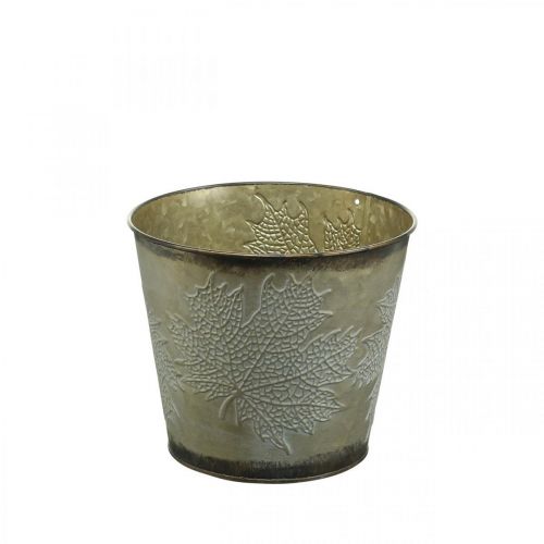 Floristik24 Autumn pot, planter with leaves, golden metal decoration Ø16.5cm H14.5cm