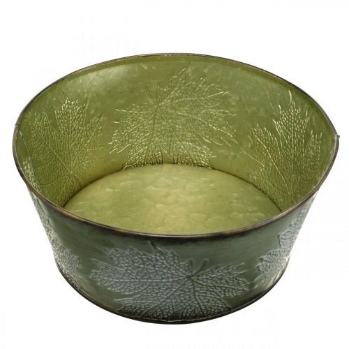 Product Planter bowl with maple leaves, autumn decoration, metal container green Ø25cm H11cm