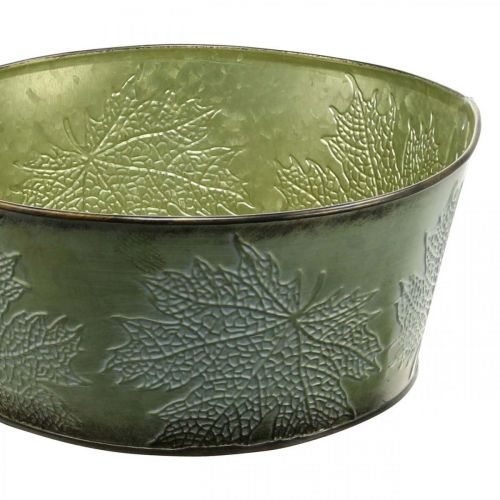 Product Planter bowl with maple leaves, autumn decoration, metal container green Ø25cm H11cm