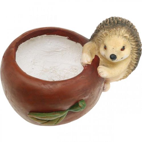 Product Planter, apple with hedgehog, autumn decoration, cachepot, ceramic Ø16cm H22cm W33cm