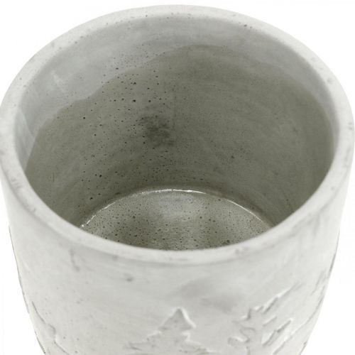 Product Planter with forest motif, winter decoration, planter made of concrete, Advent Ø12.5cm H11cm