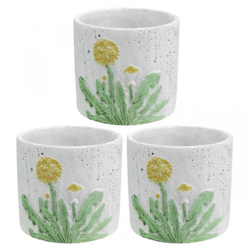 Product Planter concrete dandelion summer decoration flower pot Ø12.5cm H11cm 3pcs