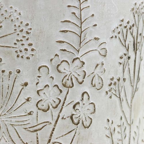 Floristik24 Concrete flower pot white with relief flowers vintage Ø16cm