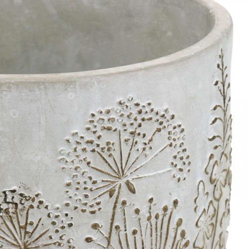 Floristik24 Vase Concrete White Flower vase with relief flowers vintage Ø18cm