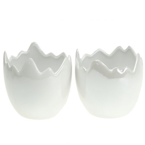 Floristik24 Planter eggshell white mother-of-pearl Ø11cm H11cm 2pcs