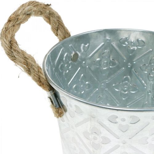 Floristik24 Plant pot with handles, decorative bowl with flower pattern, metal vessel Ø14.5cm