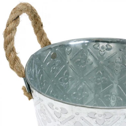 Product Metal pot for planting, flower pot with handles, planter with flower pattern Ø18cm