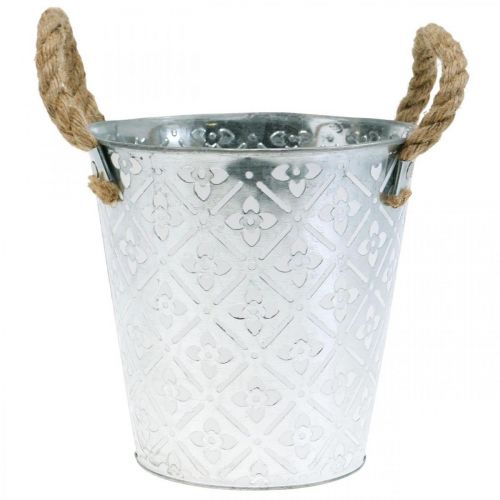 Product Metal pot for planting, flower pot with handles, planter with flower pattern Ø18cm