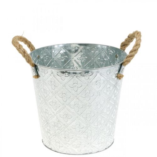 Decorative metal pot, plant pot with flower pattern, metal planter for planting Ø20.5cm