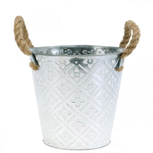 Floristik24 Metal planter, planter with flower pattern, silver decorative bowl Ø16.5cm