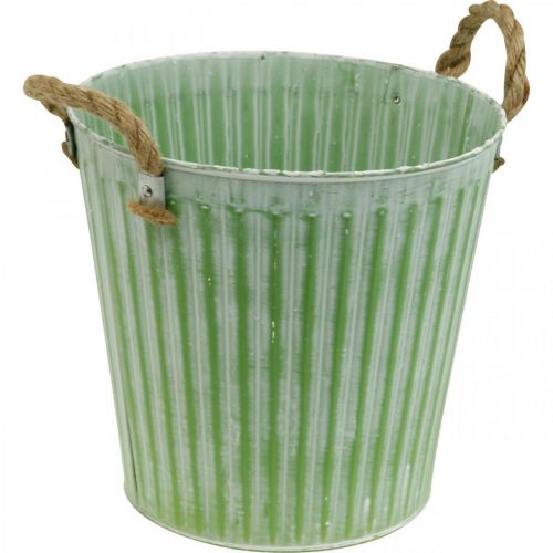 Product Decorative pot, metal bucket for planting, planter with handles, pink/green/yellow shabby chic Ø14.5cm H13cm set of 3