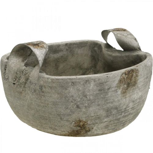 Floristik24 Concrete Bowl White Gray Brown with Antique Handles L28cm