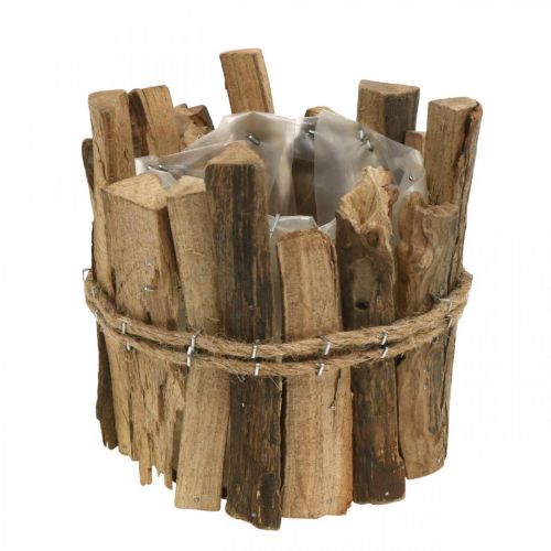 Floristik24 Flowerpot wooden planter rustic natural H11.5cm Ø9cm