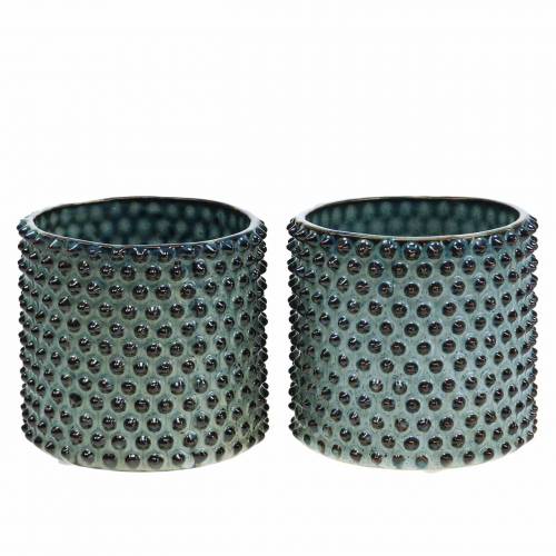 Floristik24 Planter blue, white Ø11cm H10cm 2pcs