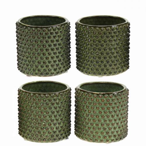 Floristik24 Planter Green, Brown Ø7.5cm H8cm 4pcs