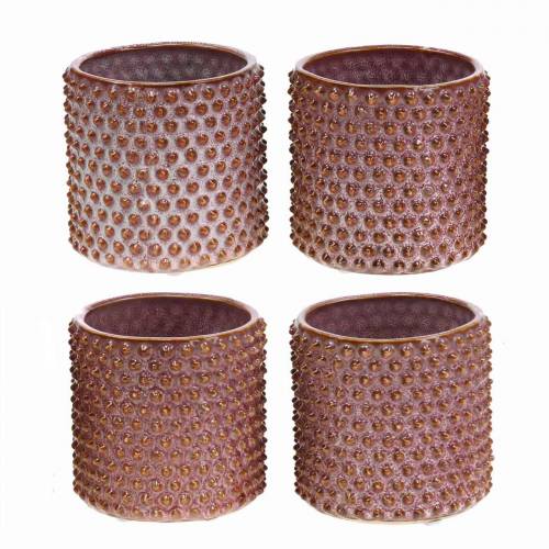 Floristik24 Planter ceramic glazed pink, orange Ø7.5cm H8cm 4pcs