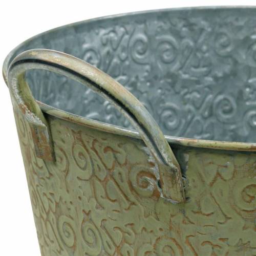 Floristik24 Bucket green with handles Ø26cm vintage look planter metal rust