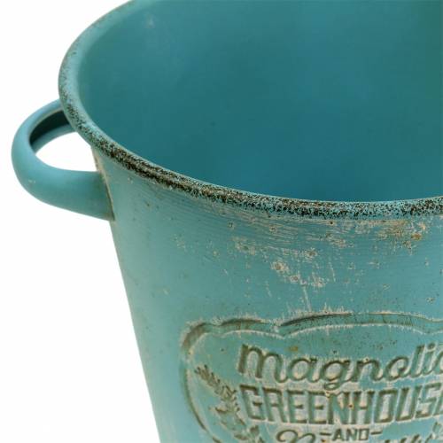Floristik24 Plant pot bucket metal turquoise Ø19.5cm H17.5cm