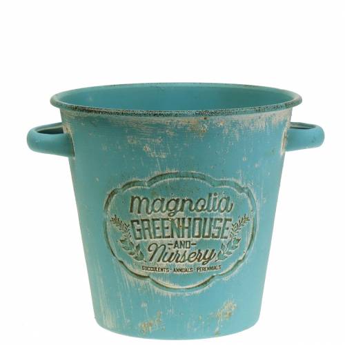 Floristik24 Plant pot bucket metal turquoise Ø19.5cm H17.5cm